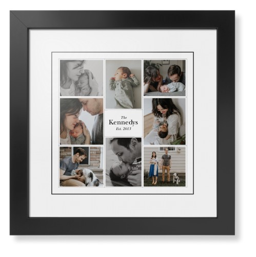 Modern Family Collage Portrait Framed Print, Black, Contemporary, Black, White, Single piece, 12x12, White, white