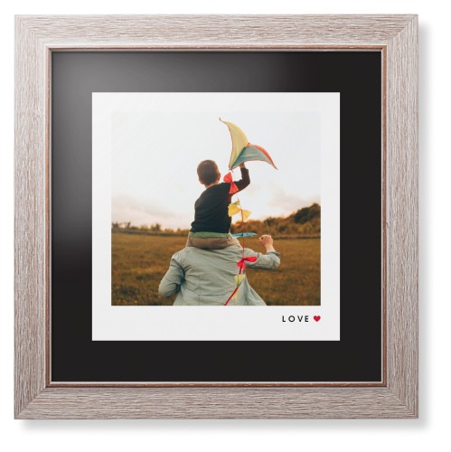 Modern Love Heart Portrait Framed Print, Rustic, Modern, Black, Black, Single piece, 12x12, White, white