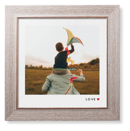 Modern Love Heart Portrait Framed Print, Rustic, Modern, None, None, Single piece, 12x12, White, white