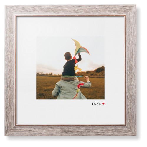 Modern Love Heart Portrait Framed Print, Rustic, Modern, White, White, Single piece, 12x12, White