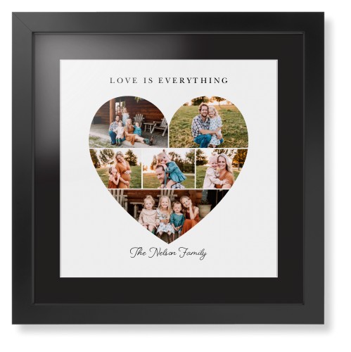 Filled Heart Framed Print, Black, Contemporary, White, Black, Single piece, 16x16, White, white