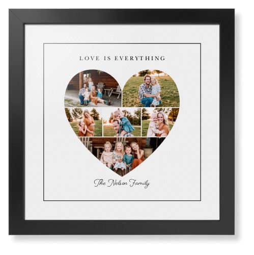 Filled Heart Framed Print, Black, Contemporary, Black, White, Single piece, 16x16, White
