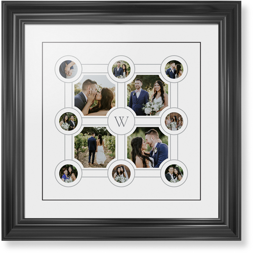 Vintage Family Tree Framed Print, Black, Classic, Black, White, Single piece, 16x16, White