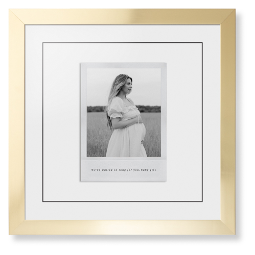 Simple Photo Frame Framed Print, Matte Gold, Contemporary, Black, White, Single piece, 16x16, White