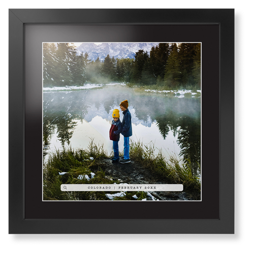 Travel Banner Portrait Framed Print, Black, Contemporary, White, Black, Single piece, 16x16, Black, black