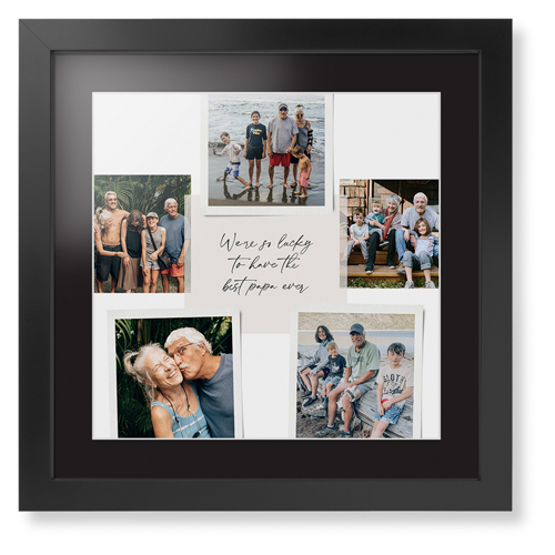 Handwritten Note Collage Framed Print, Black, Contemporary, White, Black, Single piece, 16x16, White, white