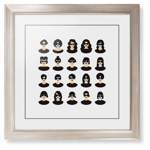 Modern Girls Framed Print, Metallic, Modern, Black, White, Single piece, 16x16, Multicolor