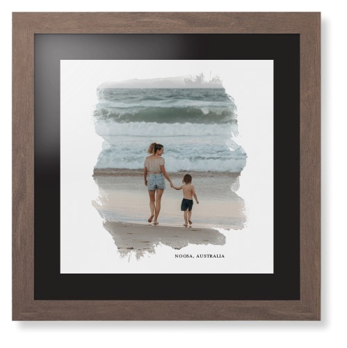 Brushed Moments Framed Print, Walnut, Contemporary, Black, Black, Single piece, 16x16, White