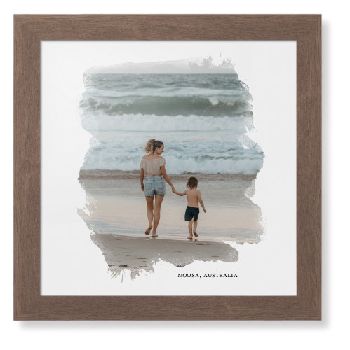 Brushed Moments Framed Print, Walnut, Contemporary, None, None, Single piece, 16x16, White, white