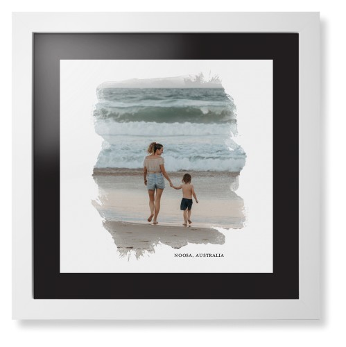 Brushed Moments Framed Print, White, Contemporary, None, Black, Single piece, 16x16, White