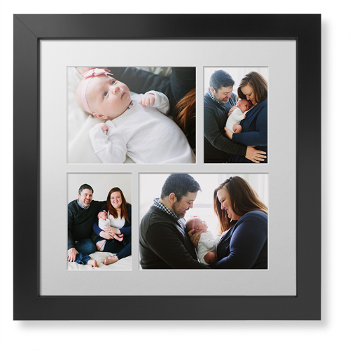 Mixed Four Up Landscape Deluxe Mat Framed Print, Black, Contemporary, White, Single piece, 16x16, White