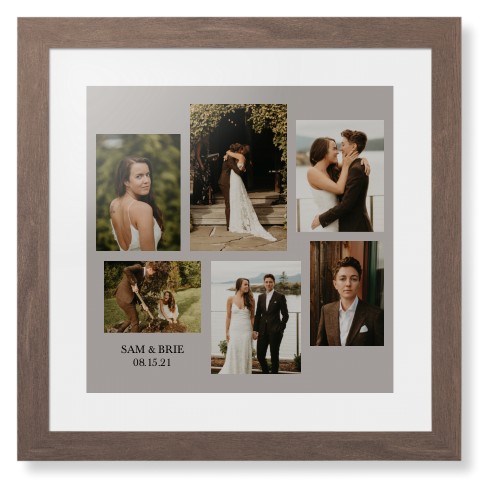 Gallery Collage of Six Framed Print, Walnut, Contemporary, None, White, Single piece, 16x16, Multicolor