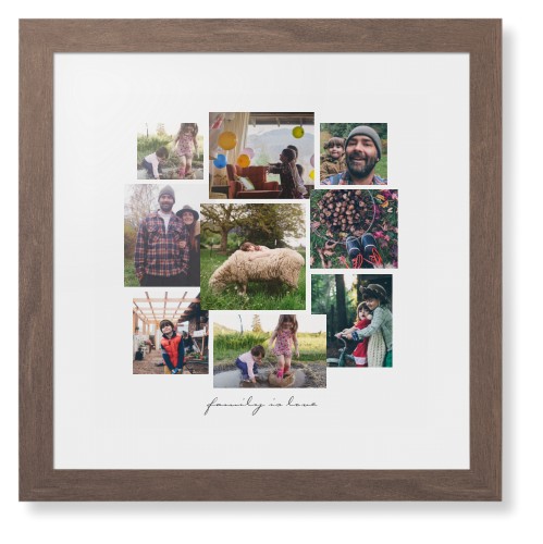 Gallery Collage of Nine Framed Print, Walnut, Contemporary, None, White, Single piece, 16x16, White, white