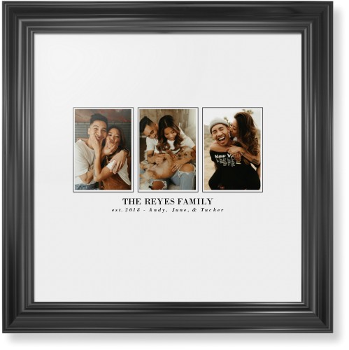 Classic Trio Framed Print, Black, Classic, White, White, Single piece, 16x16, White