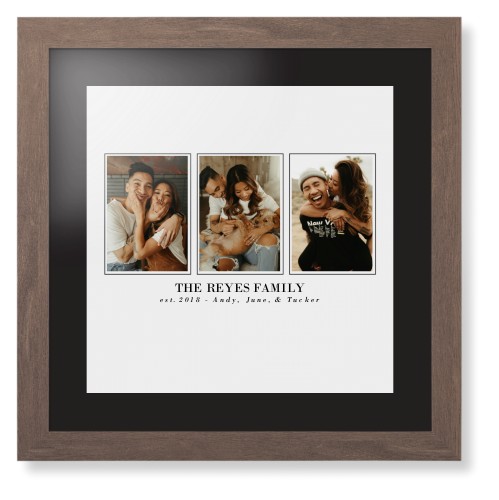 Classic Trio Framed Print, Walnut, Contemporary, Black, Black, Single piece, 16x16, White