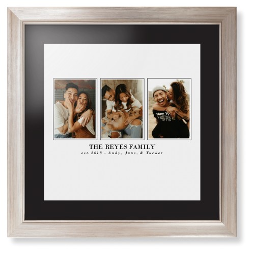 Classic Trio Framed Print, Metallic, Modern, None, Black, Single piece, 16x16, White, white