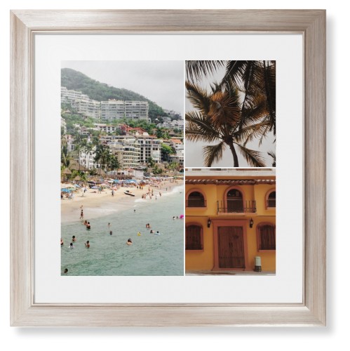 Gallery of Three Framed Print, Metallic, Modern, White, White, Single piece, 16x16, Multicolor