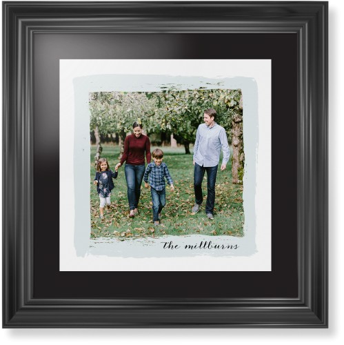 Brush Stroke Border Framed Print, Black, Classic, None, Black, Single piece, 16x16, Gray