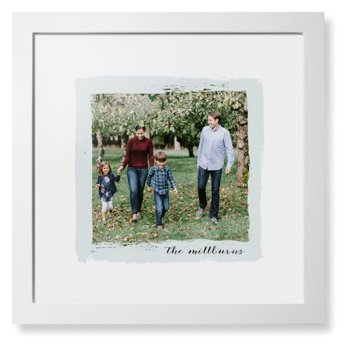 Brush Stroke Border Framed Print, White, Contemporary, White, White, Single piece, 16x16, Gray, air