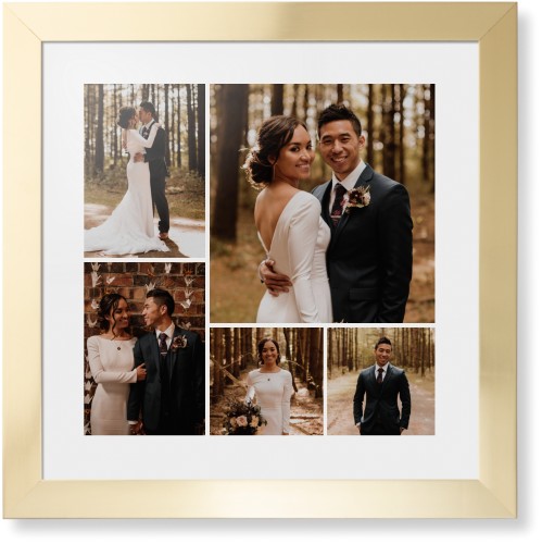 Gallery of Five Framed Print, Matte Gold, Contemporary, White, White, Single piece, 16x16, Multicolor