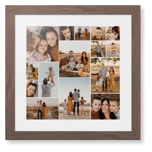 Gallery of Fifteen Framed Print, Walnut, Contemporary, White, White, Single piece, 16x16, Multicolor, multi