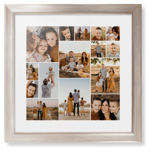 Gallery of Fifteen Framed Print, Metallic, Modern, White, White, Single piece, 16x16, Multicolor, multi