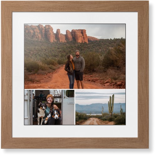 Gallery of Three Portrait Framed Print, Natural, Contemporary, Black, White, Single piece, 16x16, Multicolor, multi