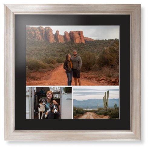 Gallery of Three Portrait Framed Print, Metallic, Modern, White, Black, Single piece, 16x16, Multicolor, multi