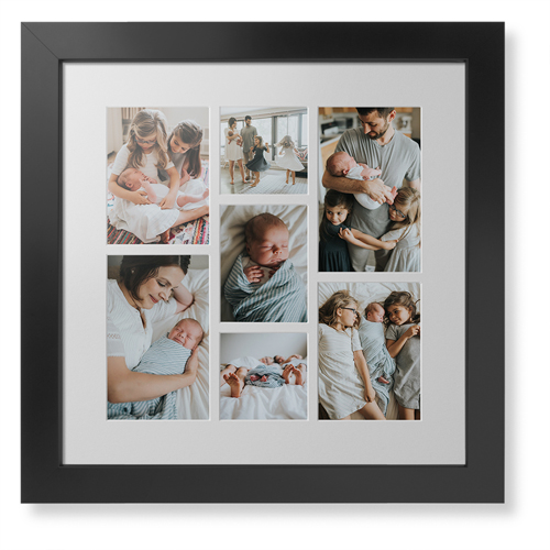 Mixed Seven Up Landscape Deluxe Mat Framed Print, Black, Contemporary, White, Single piece, 16x16, White, white