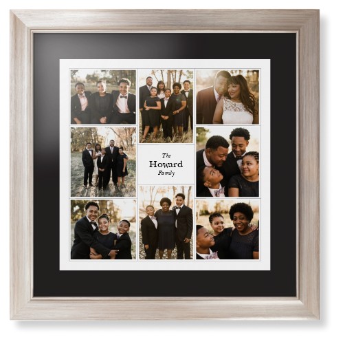 Modern Family Collage Framed Print, Metallic, Modern, Black, Black, Single piece, 16x16, White