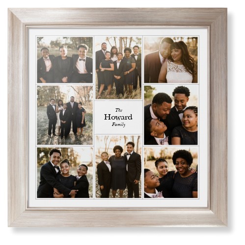 Modern Family Collage Framed Print, Metallic, Modern, None, None, Single piece, 16x16, White