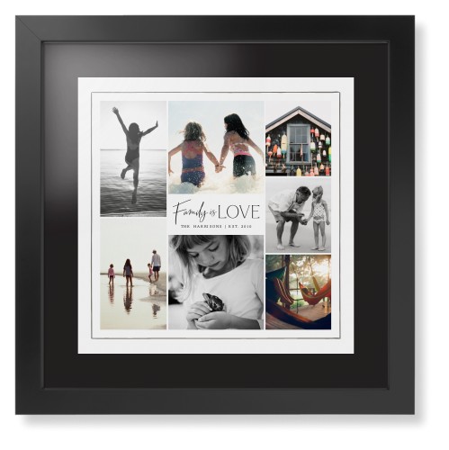 Modern Family Love Collage Framed Print, Black, Contemporary, Black, Black, Single piece, 16x16, Gray