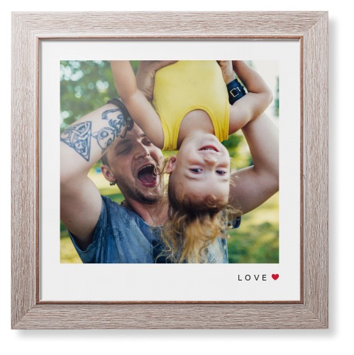 Modern Love Heart Framed Print, Rustic, Modern, None, None, Single piece, 16x16, White, white