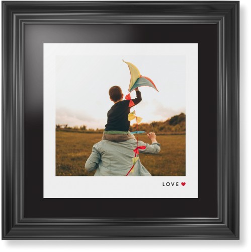 Modern Love Heart Portrait Framed Print, Black, Classic, None, Black, Single piece, 16x16, White, white