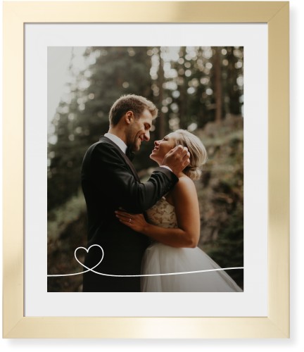 Heart Line Art Framed Print, Matte Gold, Contemporary, None, White, Single piece, 16x20, White