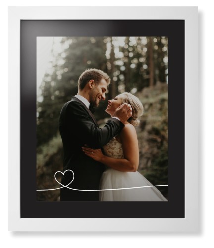 Heart Line Art Framed Print, White, Contemporary, Black, Black, Single piece, 16x20, White, white