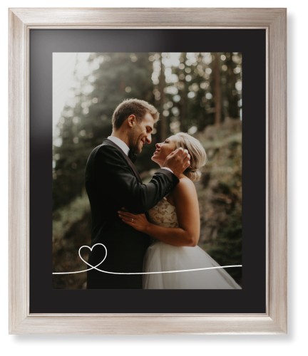 Heart Line Art Framed Print, Metallic, Modern, Black, Black, Single piece, 16x20, White