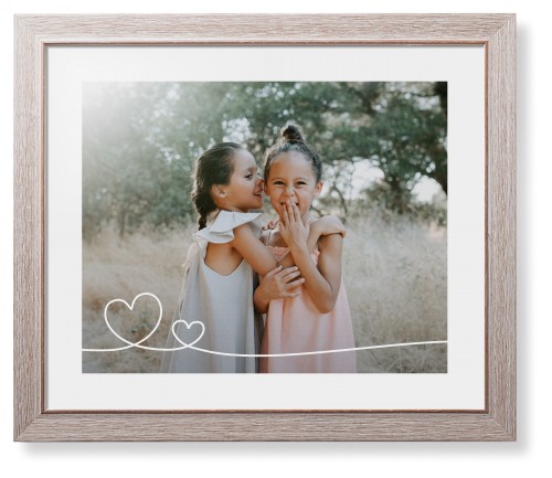 Double Heart Line Art Framed Print, Rustic, Modern, None, White, Single piece, 16x20, White, white