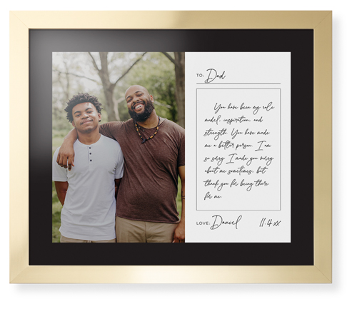 Handwritten Letter Framed Print, Matte Gold, Contemporary, None, Black, Single piece, 16x20, White