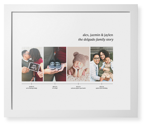 Family Timeline Framed Print, White, Contemporary, White, White, Single piece, 16x20, White, white