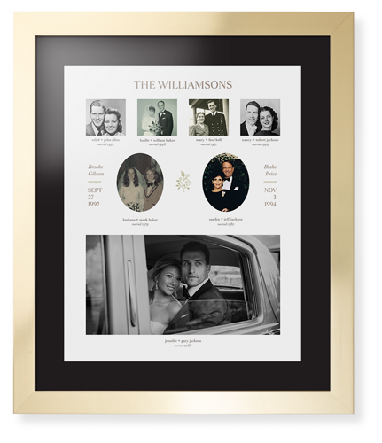 Marriage Family Tree Framed Print, Matte Gold, Contemporary, Black, Black, Single piece, 16x20, White
