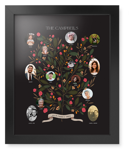 Blooming Family Tree Framed Print, Black, Contemporary, None, None, Single piece, 16x20, Black, black