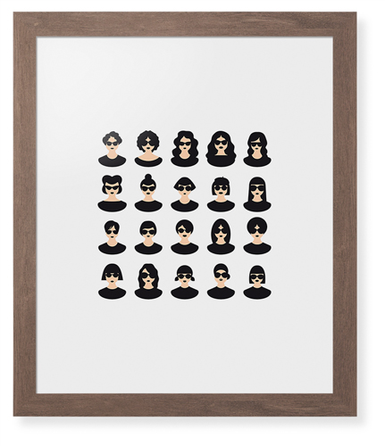 Modern Girls Framed Print, Walnut, Contemporary, None, White, Single piece, 16x20, Multicolor