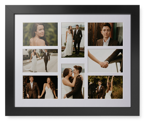 Mixed Eight Up Landscape Deluxe Mat Framed Print, Black, Contemporary, White, Single piece, 16x20, White, white