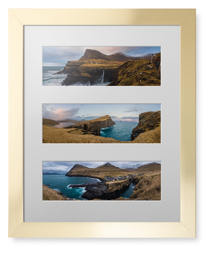 Panoramic Three Up Deluxe Mat Framed Print, Matte Gold, Contemporary, White, Single piece, 16x20, Multicolor