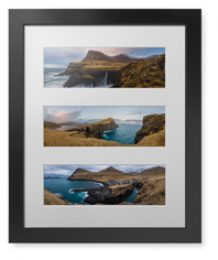 panoramic three up deluxe mat framed print