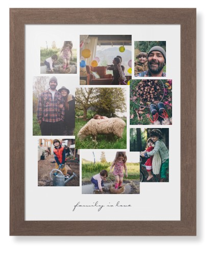 Gallery Collage of Nine Framed Print, Walnut, Contemporary, None, None, Single piece, 16x20, White