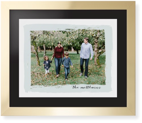 Brush Stroke Border Framed Print, Matte Gold, Contemporary, Black, Black, Single piece, 16x20, Gray, air