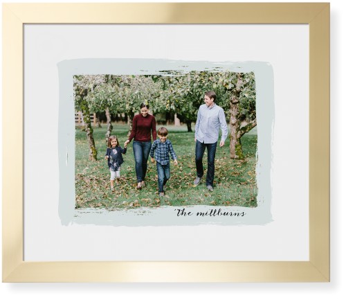 Brush Stroke Border Framed Print, Matte Gold, Contemporary, White, White, Single piece, 16x20, Gray