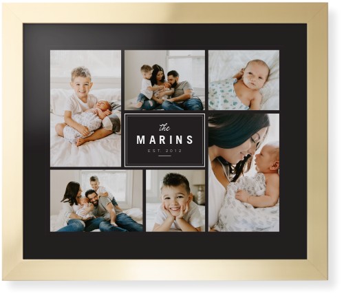 Contemporary Family Collage Framed Print, Matte Gold, Contemporary, Black, Black, Single piece, 16x20, Blue, cedar